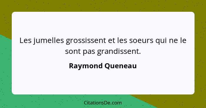 Les jumelles grossissent et les soeurs qui ne le sont pas grandissent.... - Raymond Queneau