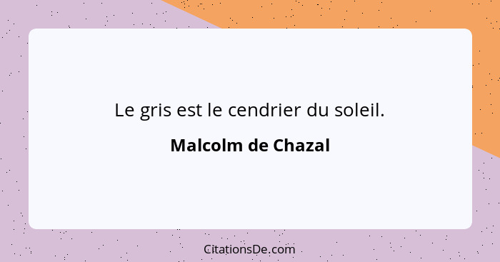 Le gris est le cendrier du soleil.... - Malcolm de Chazal