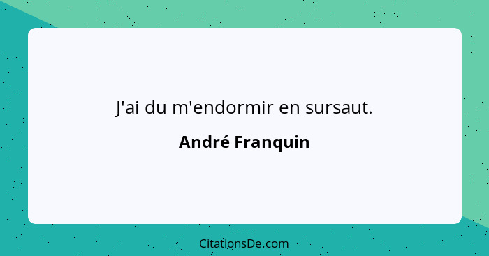 J'ai du m'endormir en sursaut.... - André Franquin