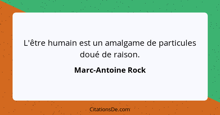 L'être humain est un amalgame de particules doué de raison.... - Marc-Antoine Rock