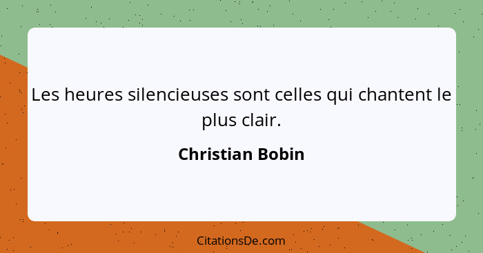 Les heures silencieuses sont celles qui chantent le plus clair.... - Christian Bobin