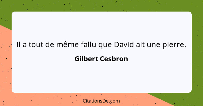 Il a tout de même fallu que David ait une pierre.... - Gilbert Cesbron