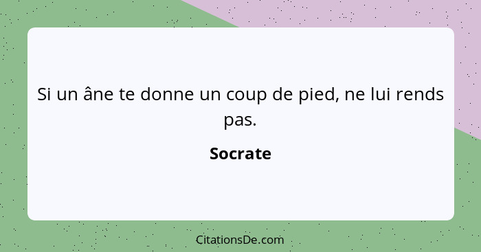 Si un âne te donne un coup de pied, ne lui rends pas.... - Socrate