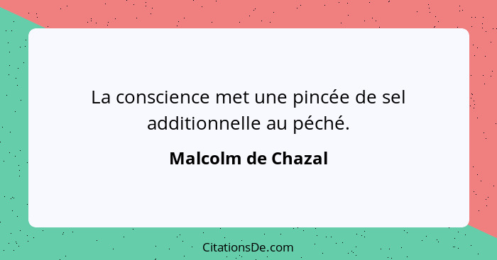 La conscience met une pincée de sel additionnelle au péché.... - Malcolm de Chazal