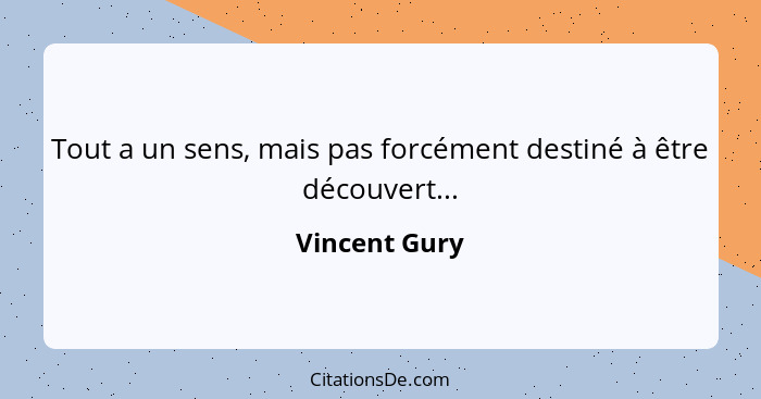 Tout a un sens, mais pas forcément destiné à être découvert...... - Vincent Gury