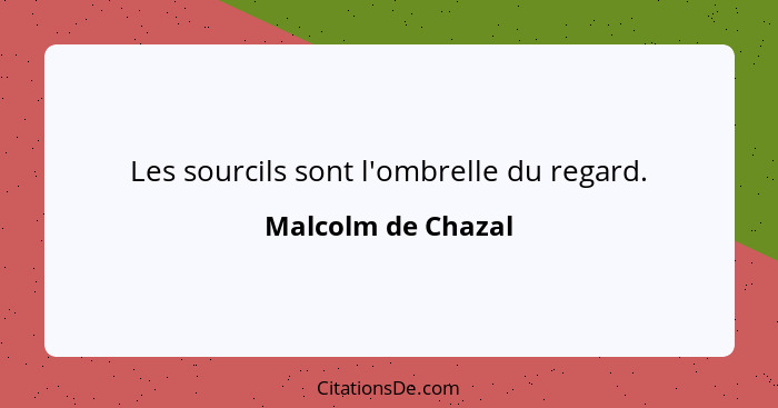 Les sourcils sont l'ombrelle du regard.... - Malcolm de Chazal