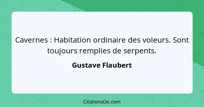 Cavernes : Habitation ordinaire des voleurs. Sont toujours remplies de serpents.... - Gustave Flaubert