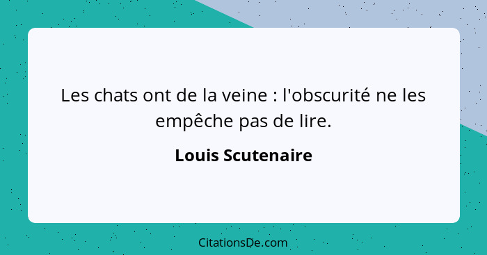 Les chats ont de la veine : l'obscurité ne les empêche pas de lire.... - Louis Scutenaire
