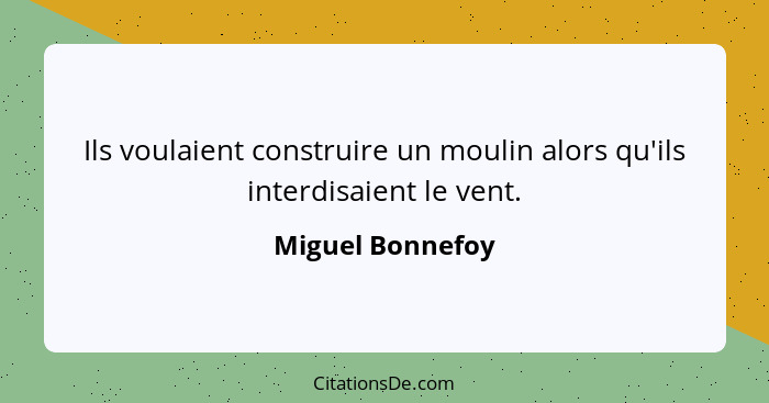 Ils voulaient construire un moulin alors qu'ils interdisaient le vent.... - Miguel Bonnefoy