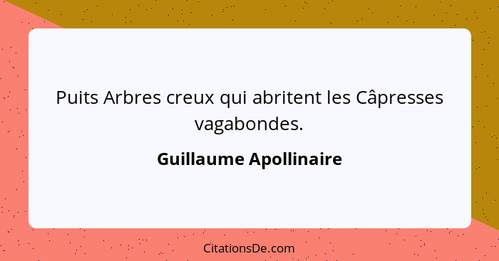 Puits Arbres creux qui abritent les Câpresses vagabondes.... - Guillaume Apollinaire