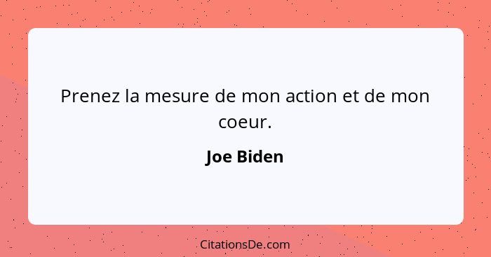 Prenez la mesure de mon action et de mon coeur.... - Joe Biden