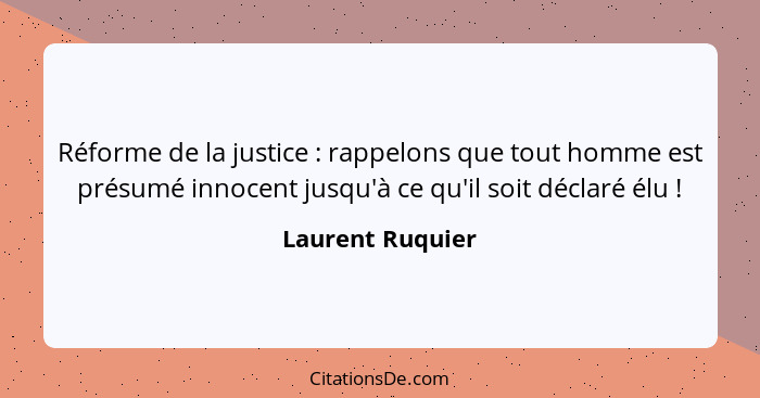 Réforme de la justice : rappelons que tout homme est présumé innocent jusqu'à ce qu'il soit déclaré élu !... - Laurent Ruquier