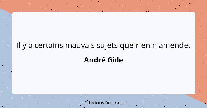 Il y a certains mauvais sujets que rien n'amende.... - André Gide