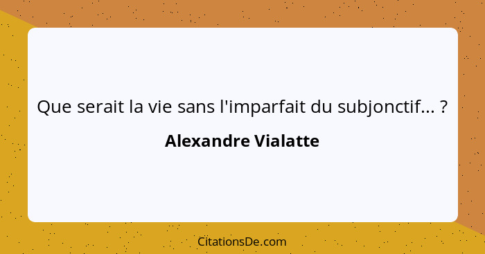 Que serait la vie sans l'imparfait du subjonctif... ?... - Alexandre Vialatte