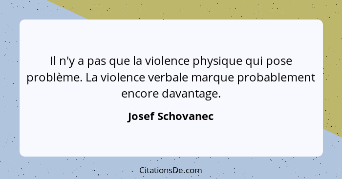 Il n'y a pas que la violence physique qui pose problème. La violence verbale marque probablement encore davantage.... - Josef Schovanec