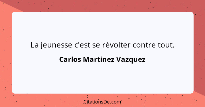 La jeunesse c'est se révolter contre tout.... - Carlos Martinez Vazquez