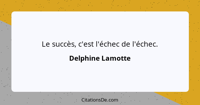 Le succès, c'est l'échec de l'échec.... - Delphine Lamotte