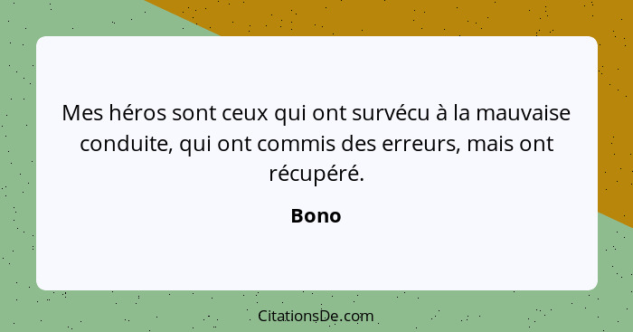 Mes héros sont ceux qui ont survécu à la mauvaise conduite, qui ont commis des erreurs, mais ont récupéré.... - Bono