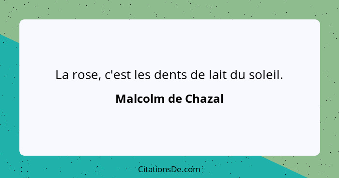 La rose, c'est les dents de lait du soleil.... - Malcolm de Chazal