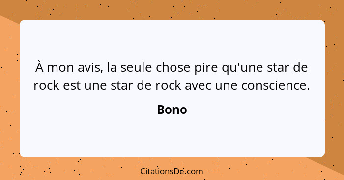 À mon avis, la seule chose pire qu'une star de rock est une star de rock avec une conscience.... - Bono