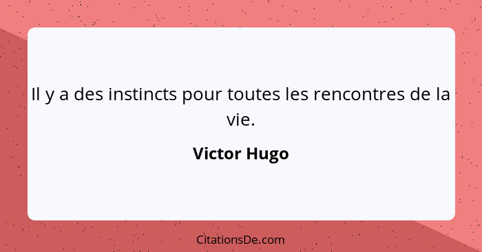 Il y a des instincts pour toutes les rencontres de la vie.... - Victor Hugo