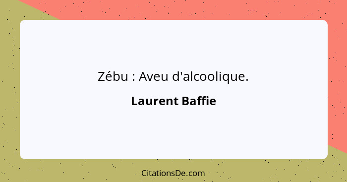 Zébu : Aveu d'alcoolique.... - Laurent Baffie