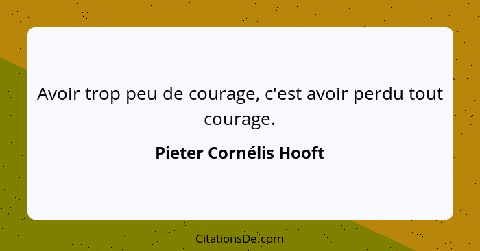 Avoir trop peu de courage, c'est avoir perdu tout courage.... - Pieter Cornélis Hooft