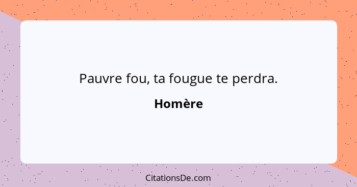 Pauvre fou, ta fougue te perdra.... - Homère