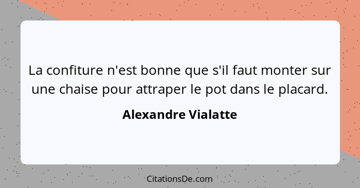 La confiture n'est bonne que s'il faut monter sur une chaise pour attraper le pot dans le placard.... - Alexandre Vialatte