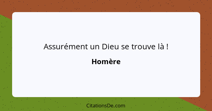 Assurément un Dieu se trouve là !... - Homère