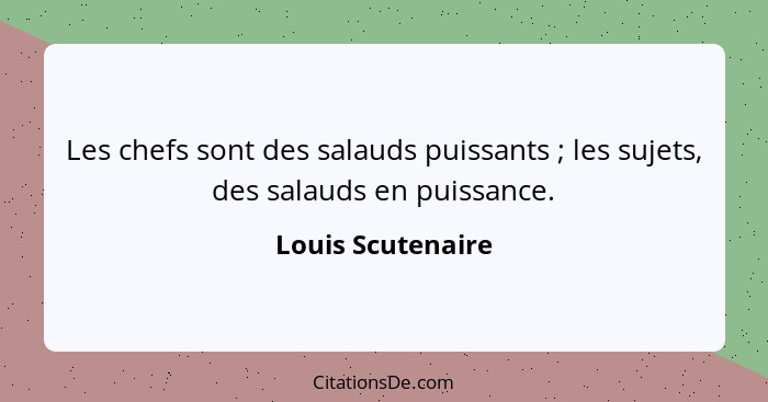 Les chefs sont des salauds puissants ; les sujets, des salauds en puissance.... - Louis Scutenaire