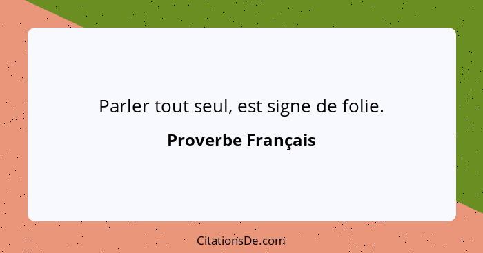 Parler tout seul, est signe de folie.... - Proverbe Français