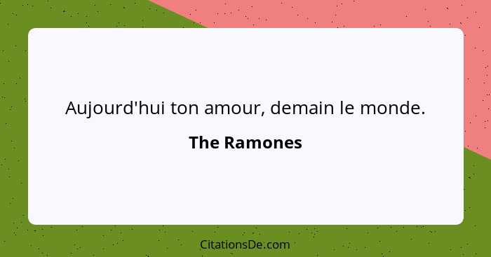 Aujourd'hui ton amour, demain le monde.... - The Ramones