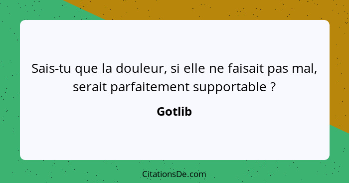 Sais-tu que la douleur, si elle ne faisait pas mal, serait parfaitement supportable ?... - Gotlib