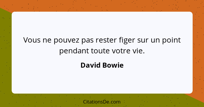 Vous ne pouvez pas rester figer sur un point pendant toute votre vie.... - David Bowie