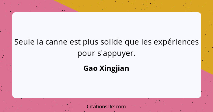 Seule la canne est plus solide que les expériences pour s'appuyer.... - Gao Xingjian