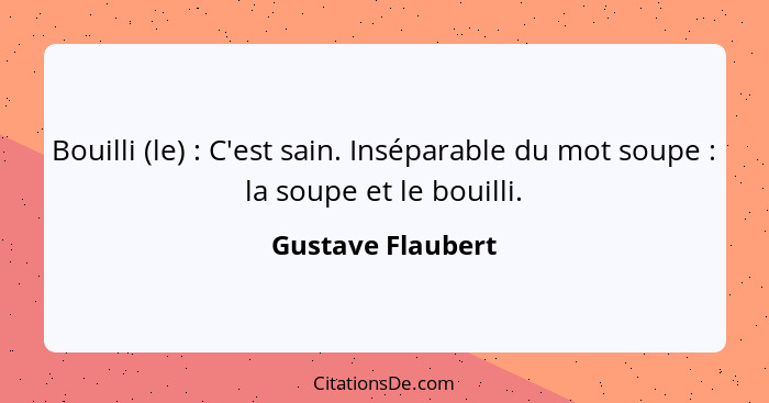 Bouilli (le) : C'est sain. Inséparable du mot soupe : la soupe et le bouilli.... - Gustave Flaubert