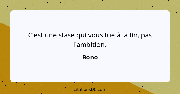 C'est une stase qui vous tue à la fin, pas l'ambition.... - Bono