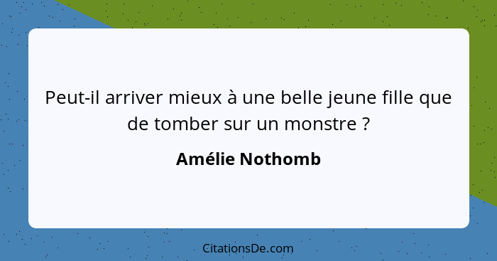 Peut-il arriver mieux à une belle jeune fille que de tomber sur un monstre ?... - Amélie Nothomb