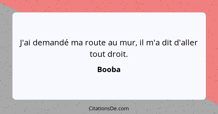 J'ai demandé ma route au mur, il m'a dit d'aller tout droit.... - Booba