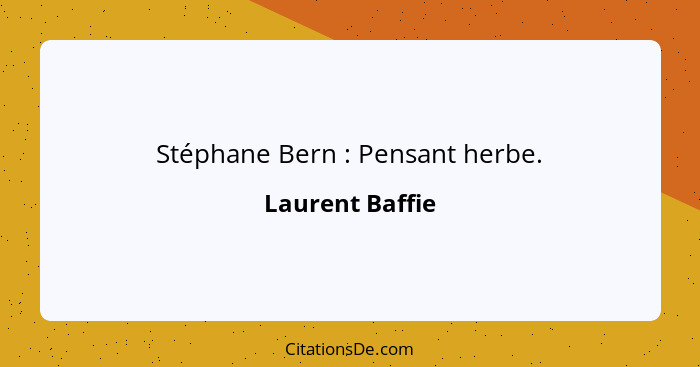 Stéphane Bern : Pensant herbe.... - Laurent Baffie