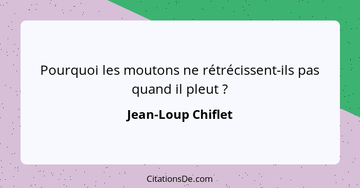 Pourquoi les moutons ne rétrécissent-ils pas quand il pleut ?... - Jean-Loup Chiflet