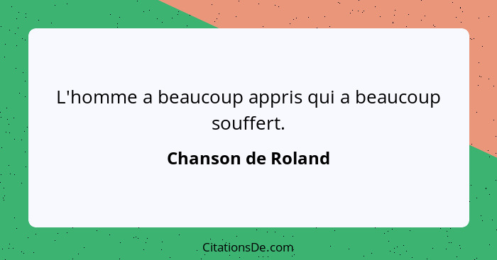 L'homme a beaucoup appris qui a beaucoup souffert.... - Chanson de Roland