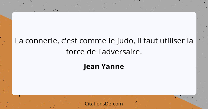 La connerie, c'est comme le judo, il faut utiliser la force de l'adversaire.... - Jean Yanne