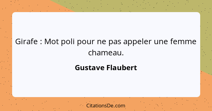 Girafe : Mot poli pour ne pas appeler une femme chameau.... - Gustave Flaubert