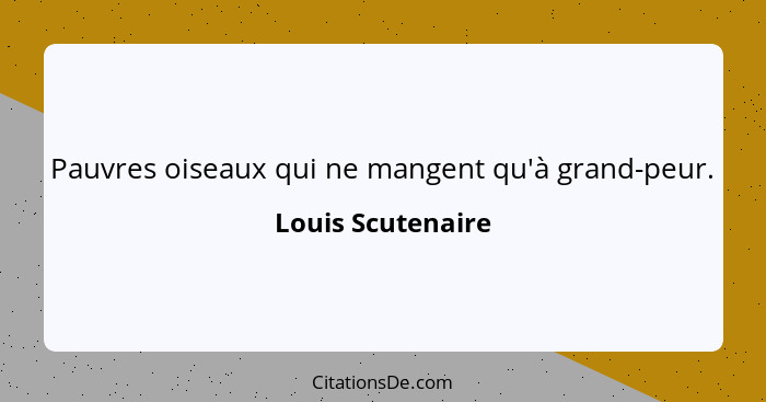 Pauvres oiseaux qui ne mangent qu'à grand-peur.... - Louis Scutenaire