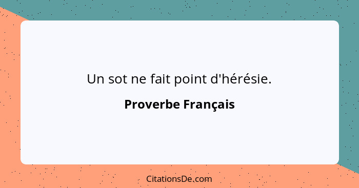 Un sot ne fait point d'hérésie.... - Proverbe Français