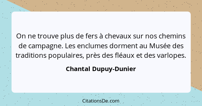 On ne trouve plus de fers à chevaux sur nos chemins de campagne. Les enclumes dorment au Musée des traditions populaires, près... - Chantal Dupuy-Dunier