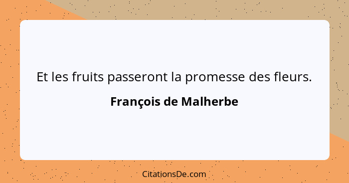 Et les fruits passeront la promesse des fleurs.... - François de Malherbe