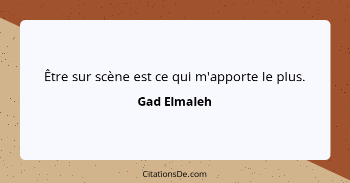 Être sur scène est ce qui m'apporte le plus.... - Gad Elmaleh